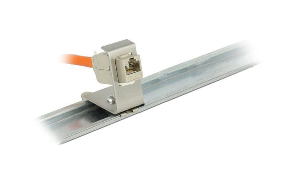 Hutschienenhalter Keystone für 1x AnschlussMetall-Halterung 1 Port für Hutschienen