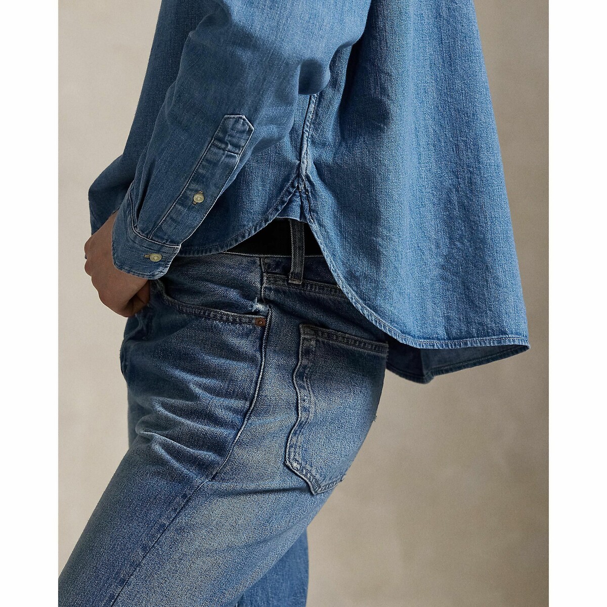 POLO RALPH LAUREN<br>Camisa jeans larga