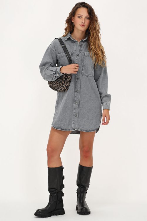 Grijze denim blouse jurk