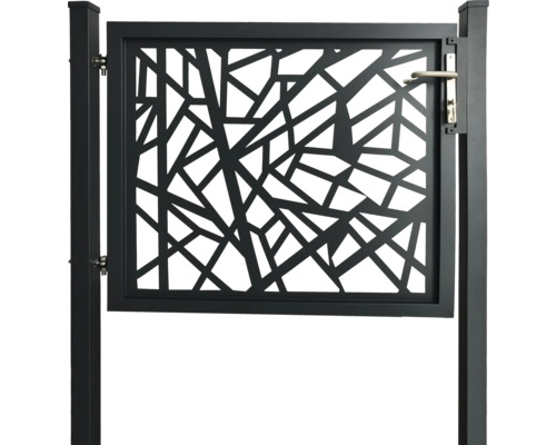 Enkele poort Amsterdam 120 x 100 cm incl. poortpaal 6,3 x 6,3 cm voor betonnering, antraciet