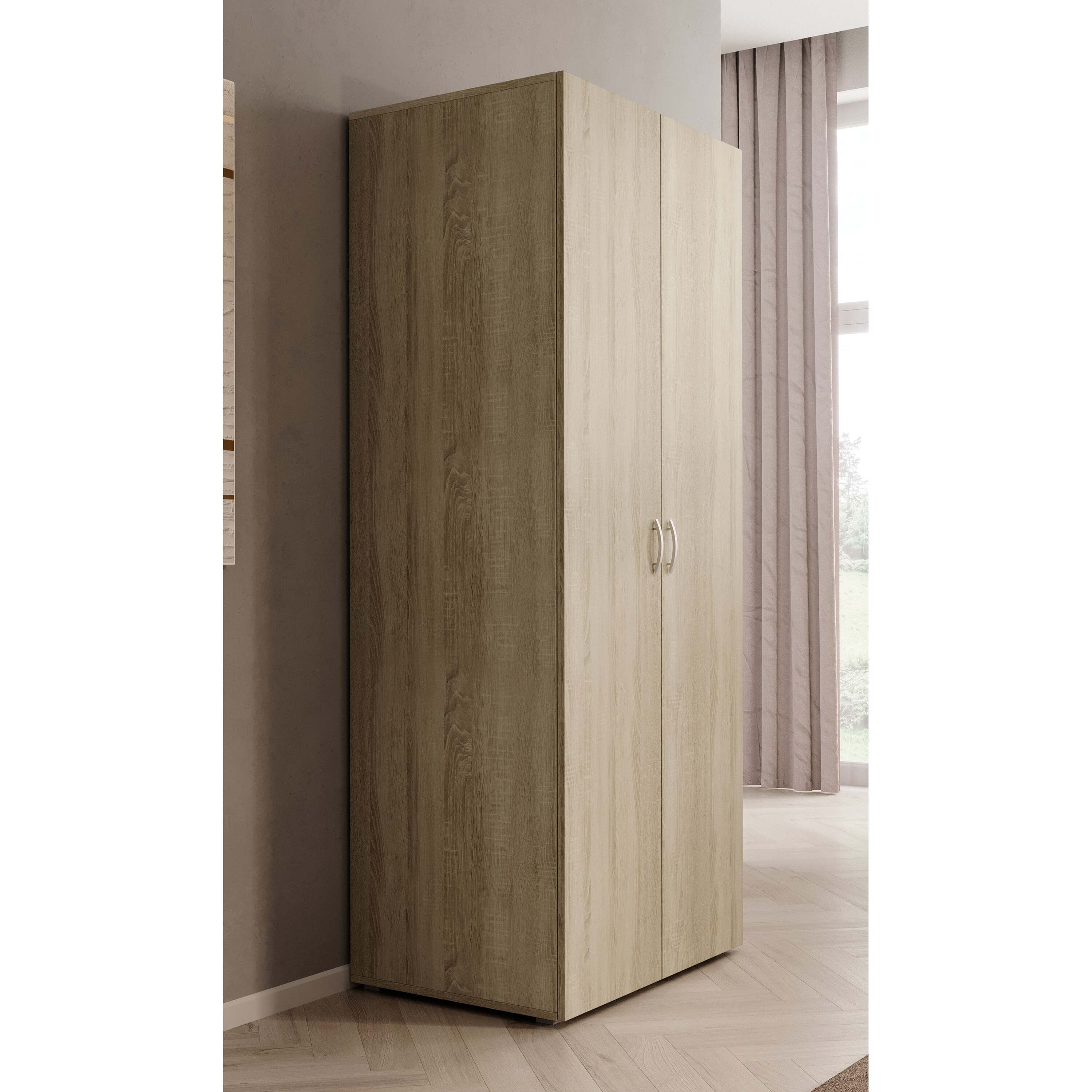 Meubella - Kledingkast Bernd - Licht eiken - 74 cm