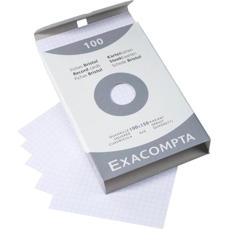 Étui de 100 fiches - bristol quadrillé 5x5 non perforé 100x150mm - Blanc