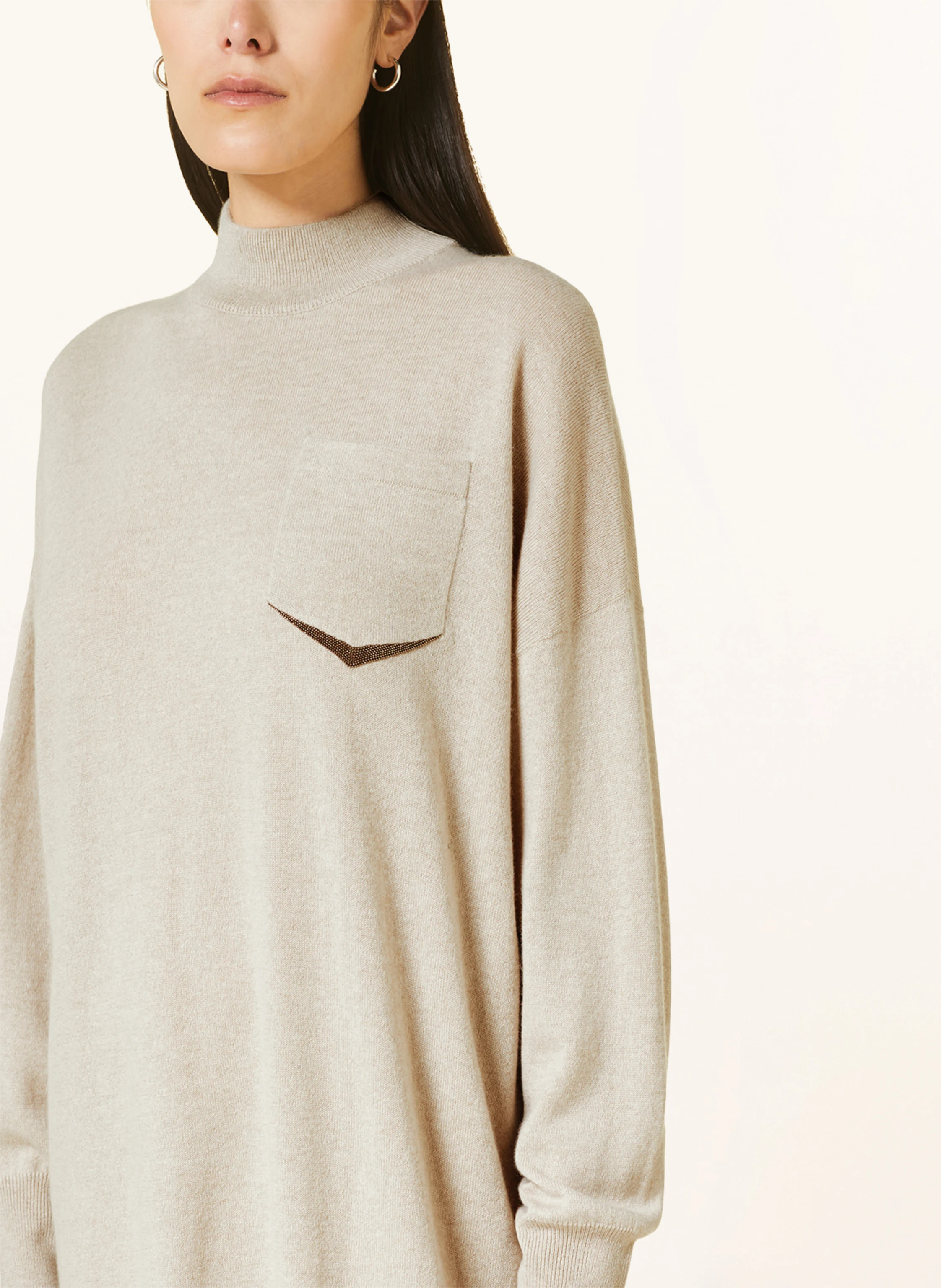 BRUNELLO CUCINELLI Strickkleid aus Cashmere mit Schmuckperlen