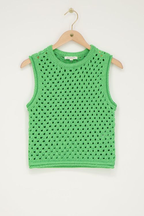 Groene open gebreide spencer