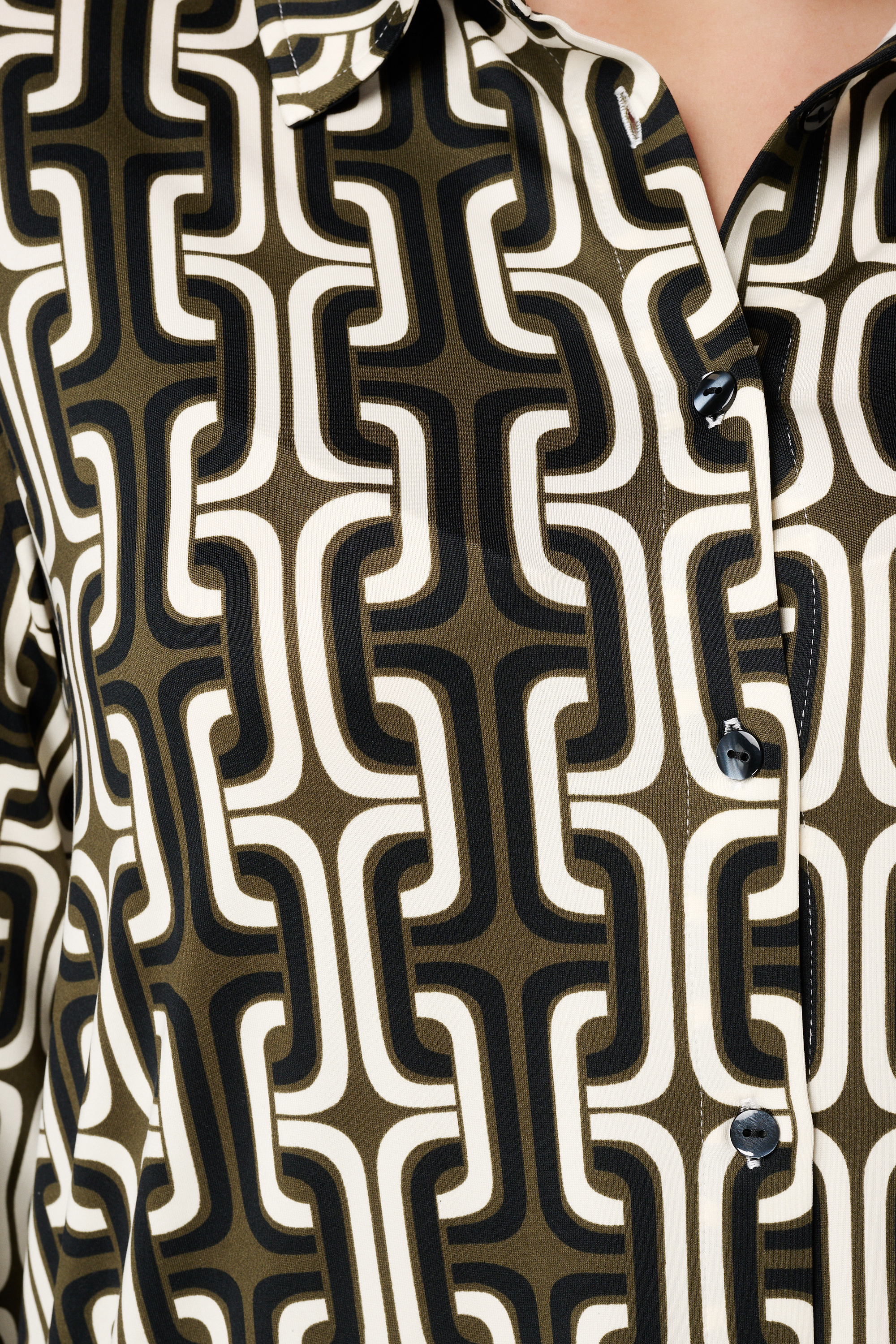Lange blouse met print Multi Khaki