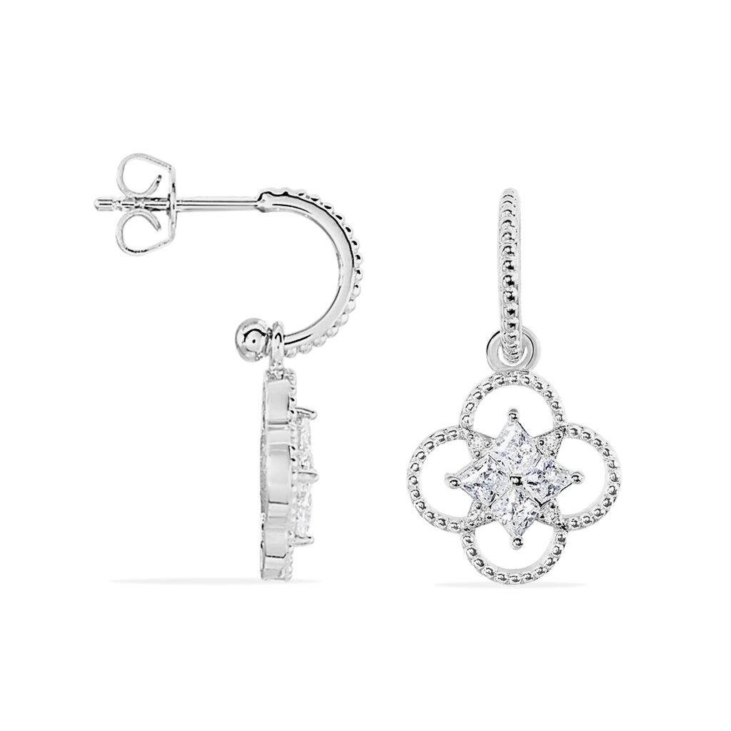Boucles D'oreilles Pendantes Laetizia Fleur Argent Oxyde De Zirconium