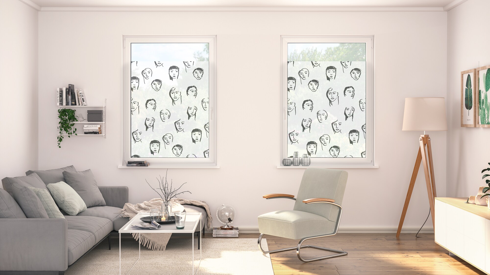 Lichtblick Fensterfolie selbstklebend, Sichtschutz, Faces - Schwarz