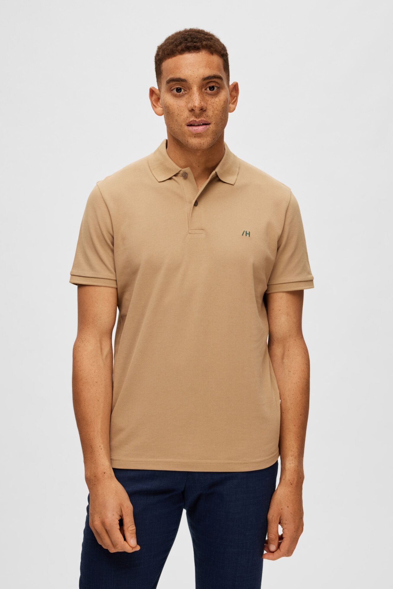 Camisa polo de manga curta com logotipo bordado, 100% algodão orgânico - Verde