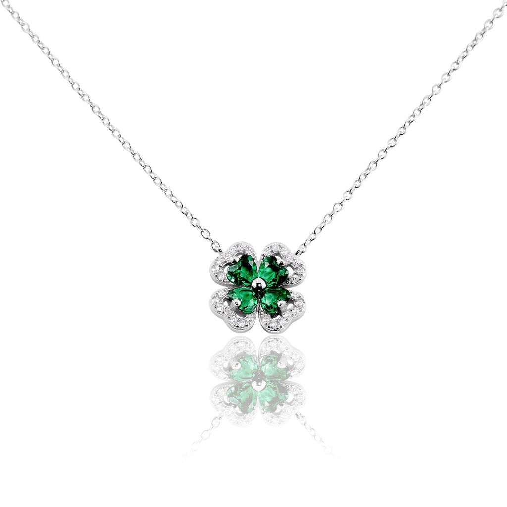 Collier Argent Blanc Deryn Verre Oxydes De Zirconium