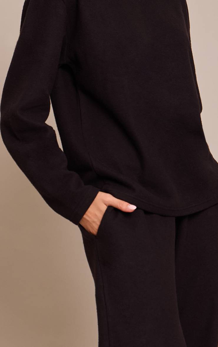 Noir Pantalon Droit À Pinces En Côtes Brossées