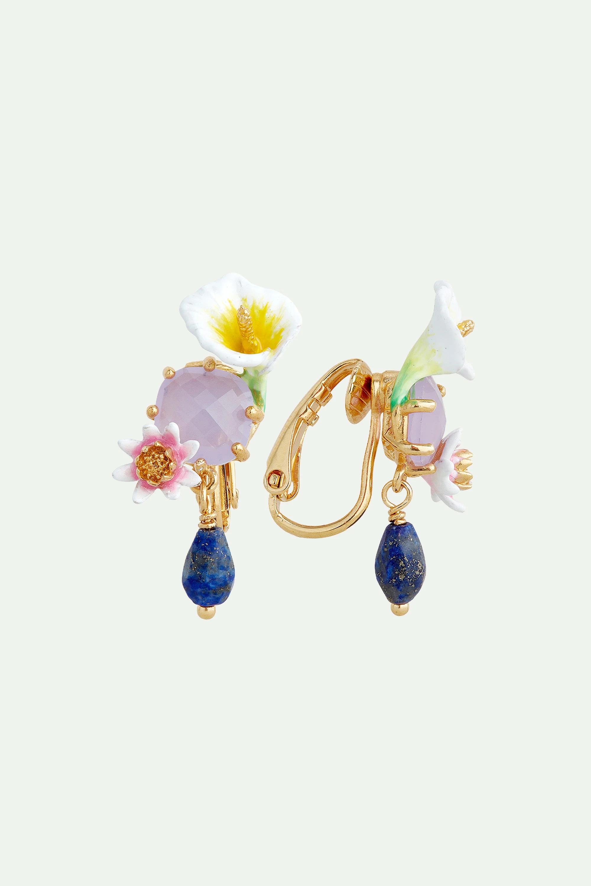 Boucles d'oreilles arum et lapis-lazuli | Multicolore
