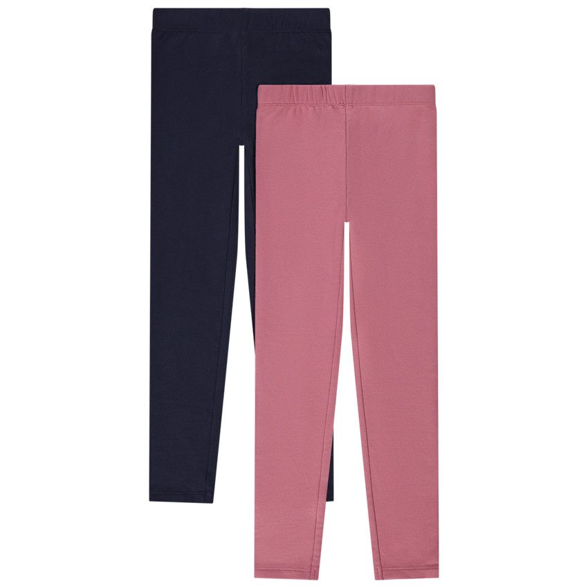 Lot de 2 leggings en molleton pour fille - Fuchsia