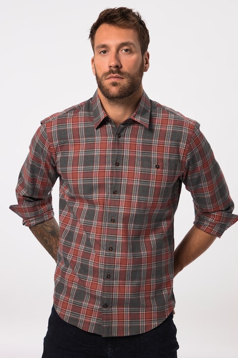 Karohemd, Langarm, Flanell, Kentkragen, Modern Fit