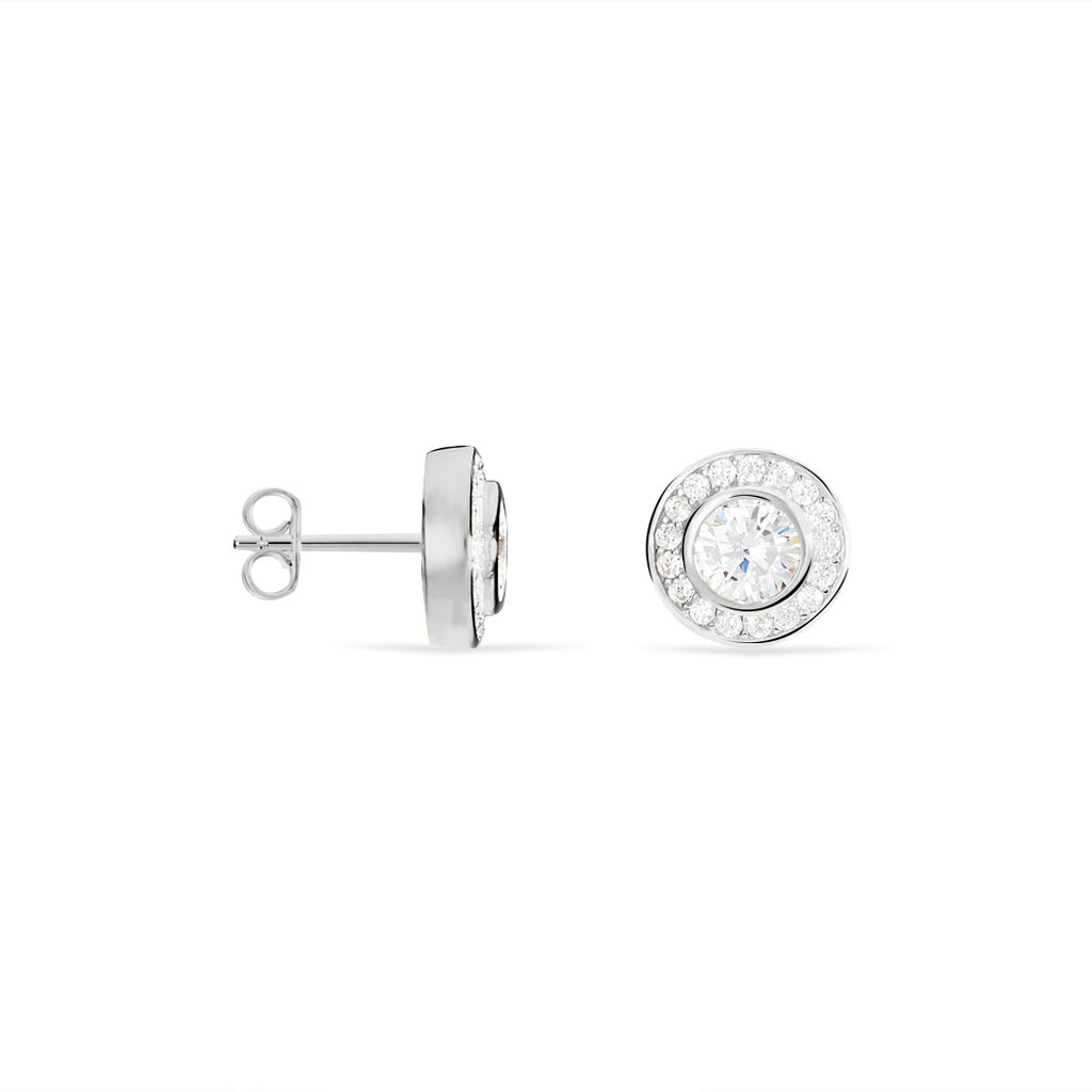 Boucles D'oreilles Puces Marquise Argent Blanc Oxyde De Zirconium