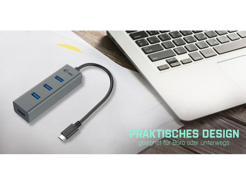 i-tec USB-Hub USB-C Metal 4x USB 3.0 4-Port USB-Hub mit Metallgehäuse