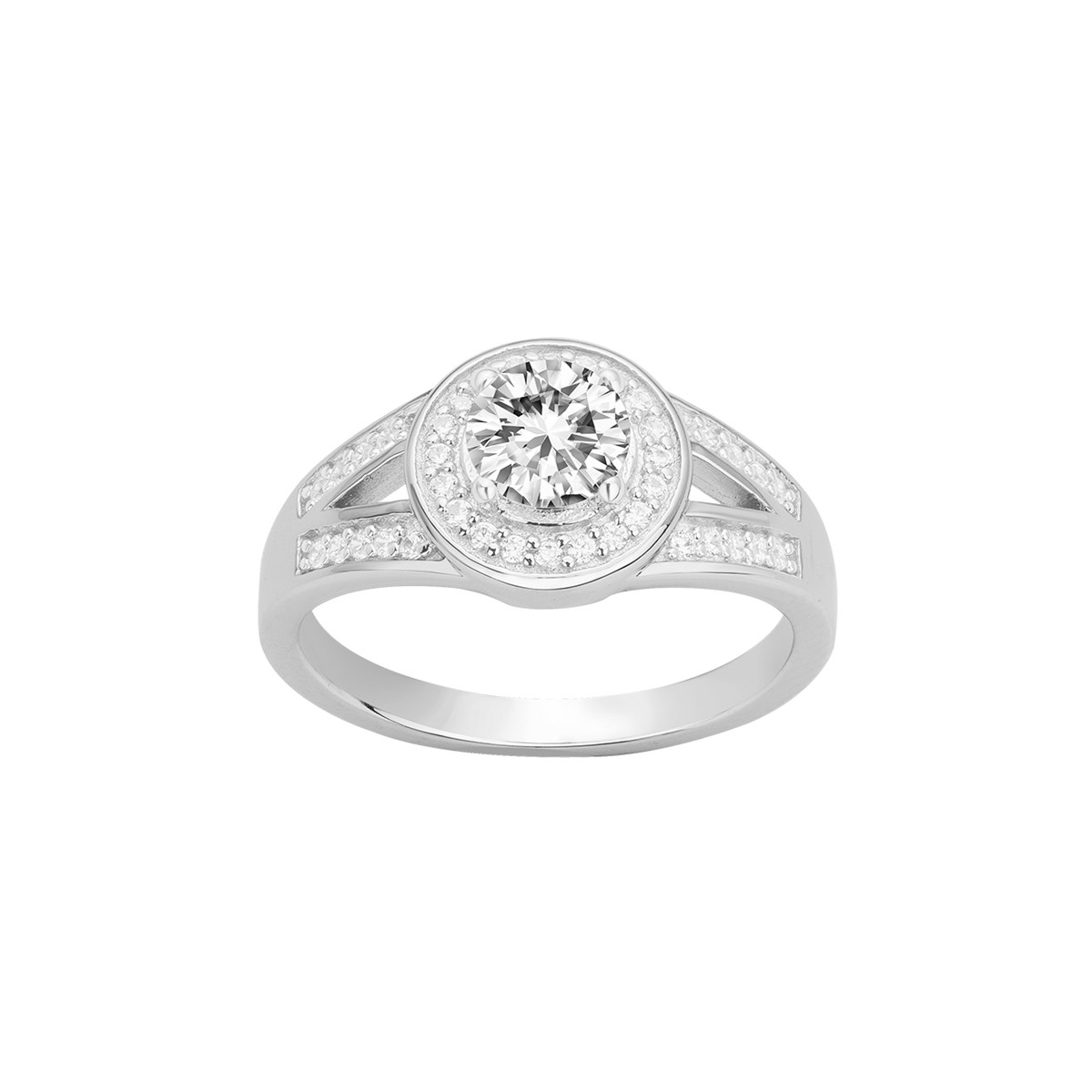 Bague de fiançailles en Argent avec oxyde de zirconium blanc
