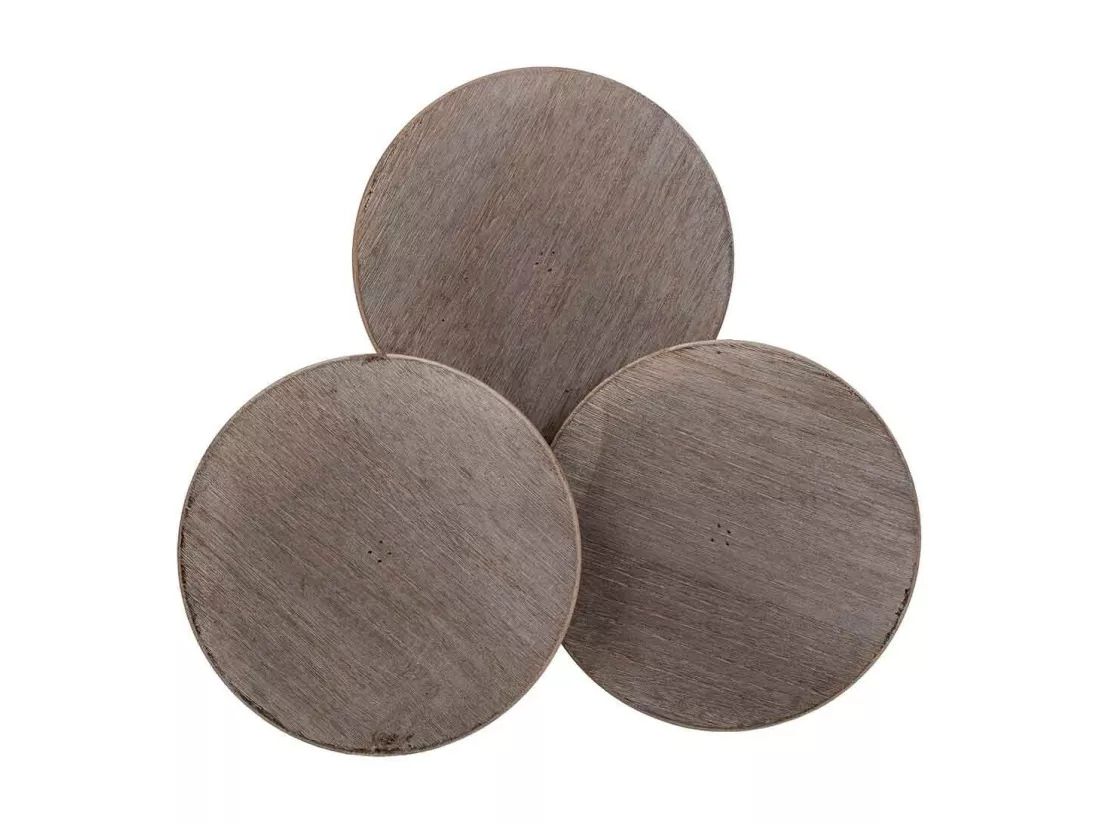 Support en bois pour 3 pots de fleurs blanc d25x40/35/30h