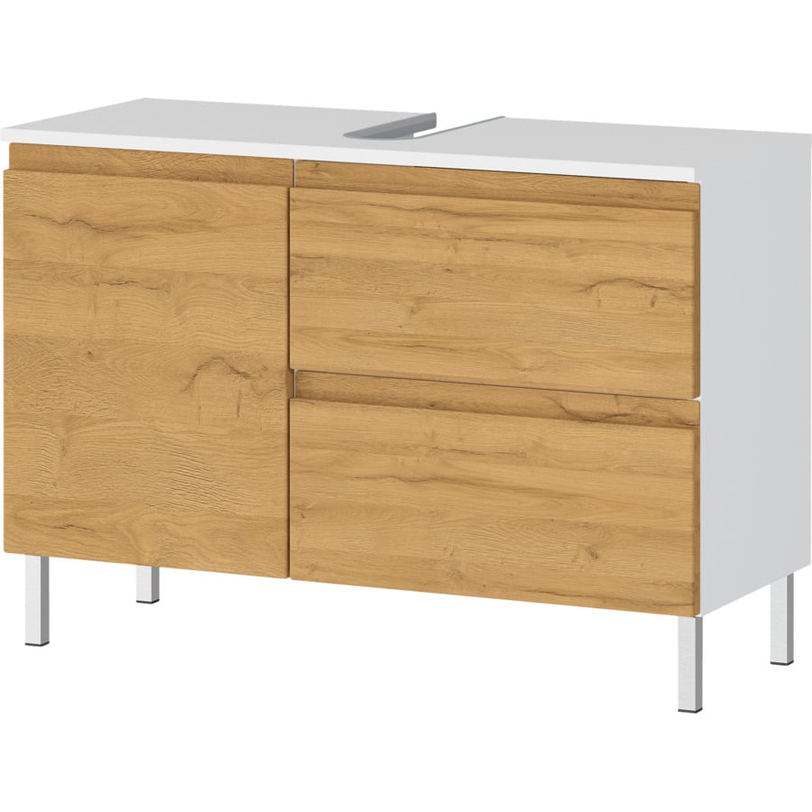 Kommode Torra Dekor weiss/Eiche 34 x 120 x 34 cm