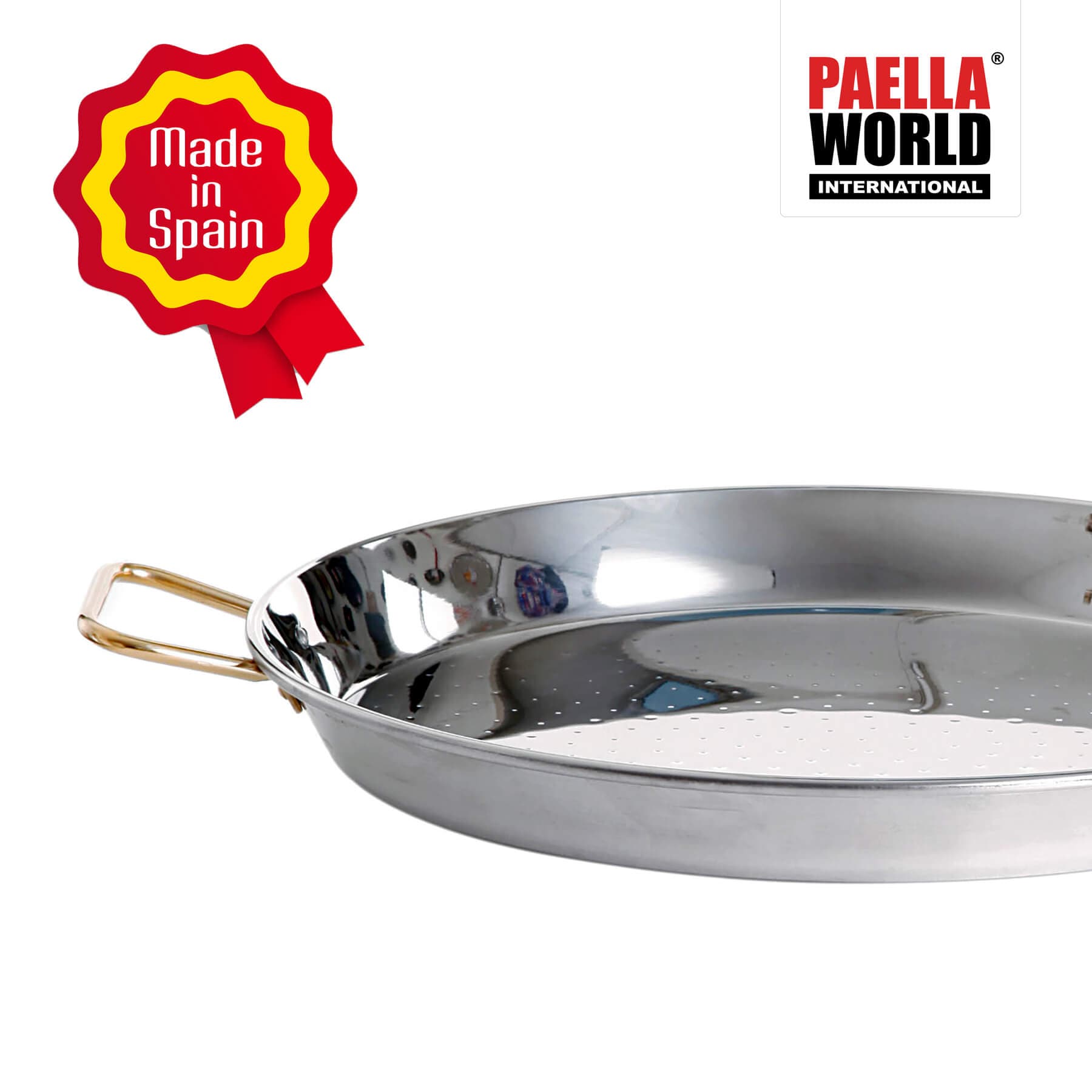 Hochwertige Edelstahl-Paella Pfanne mit zwei Griffen für perfekte Brat- und Kocheigenschaften - Ø 70 cm