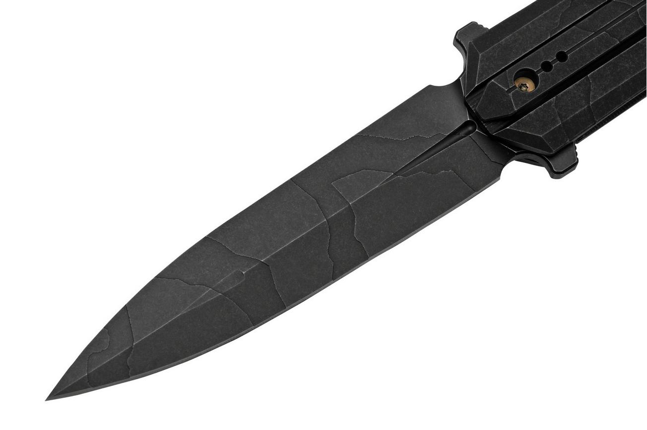 WE Knife Diatomic WE22032-4 Etched Black Titanium, Etched Blackwashed Single Edge zakmes