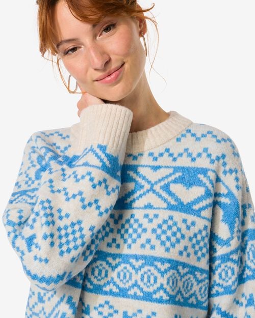 pull en maille femme bleu