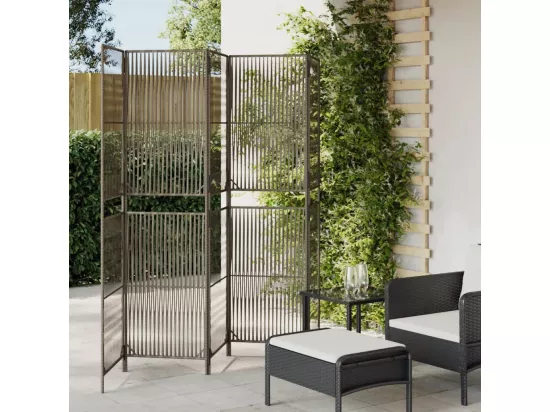 Cloison de séparation 5 panneaux gris résine tressée