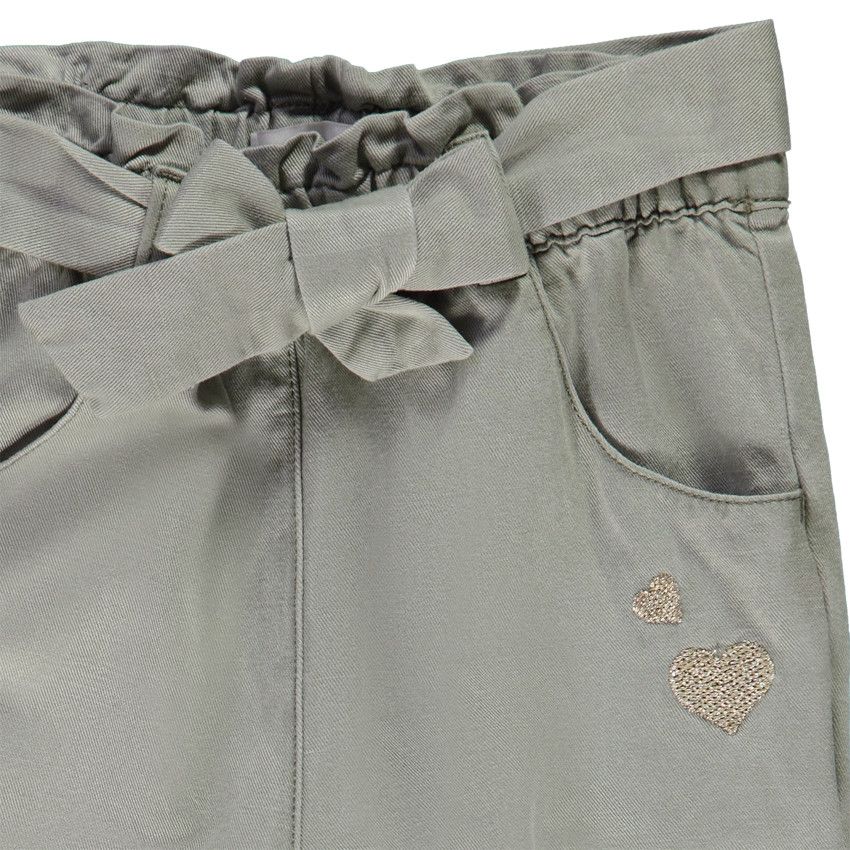 Pantalon en toile fantaisie avec broderies coeurs pour bébé fille - Vert