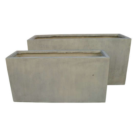 Jardinière urban en fibre de verre et poudre de pierre gris - 99x31x49