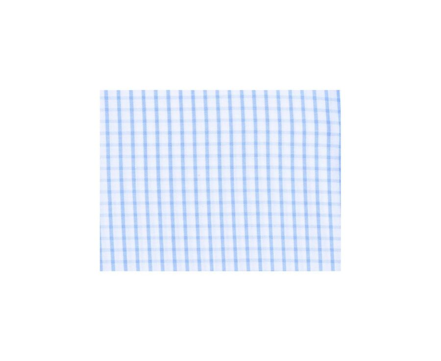 Chemise blanche à carreaux bleus clairs - Col français - ALFIERO