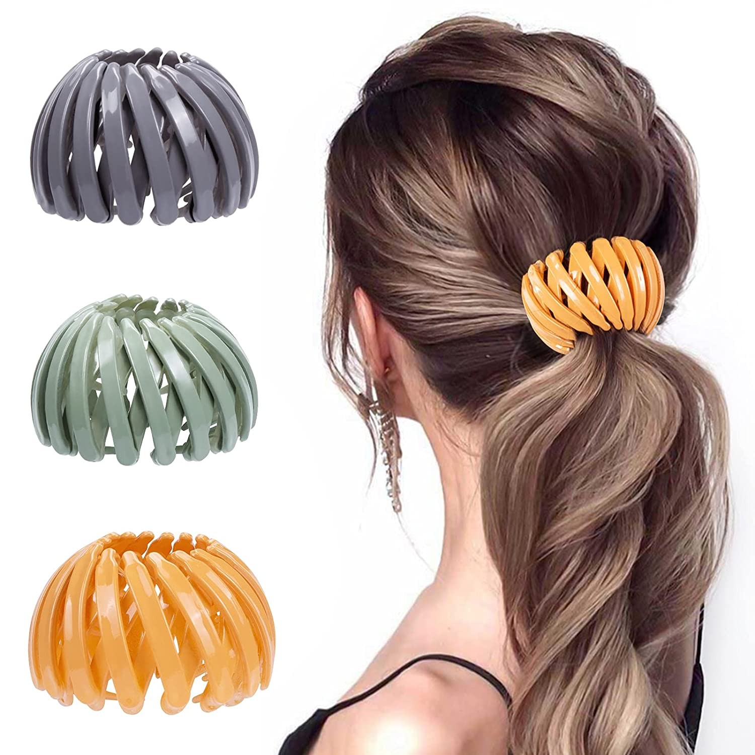 (3er Set) Ausziehbarer Krallen Haarreif Vintage Vogelnest Haarspange Haarschmuck - Bunt