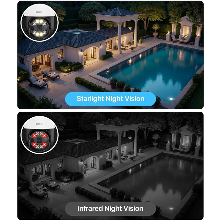 C2892w Outdoor PTZ WiFi IP Kamera (2MP) Full HD 1080p IR LED Nachtsichtfunktion / Zwei-Wege-Audio / KI Personenerkennung (IP66) - Weiss