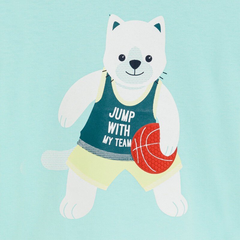 T-shirt basket ball bleu bébé garçon Turquoise