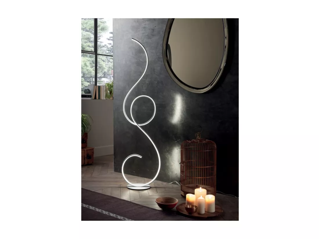Lampadaire LED Flok par Ondaluce 44w 4400lm 3000K h.157cm Dimmable Noir