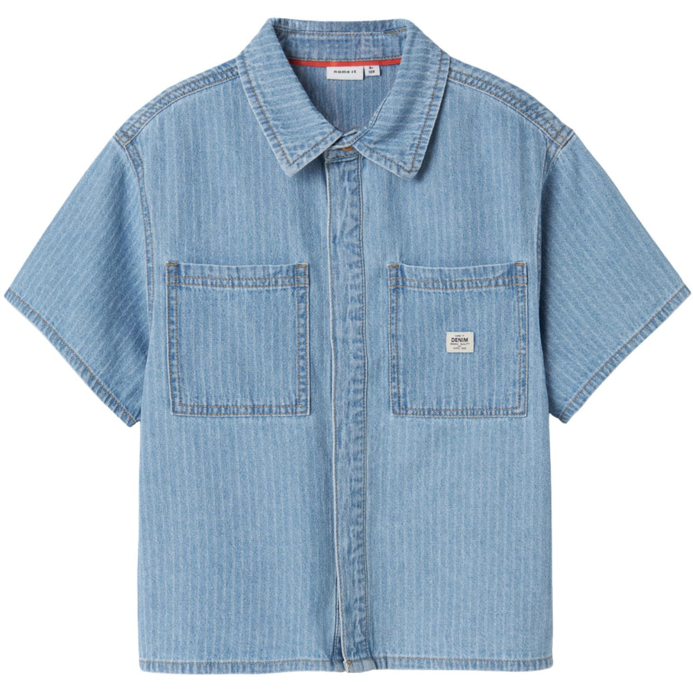 Køb Name It Light Blue Denim Stripes Felix Denim Skjorte
