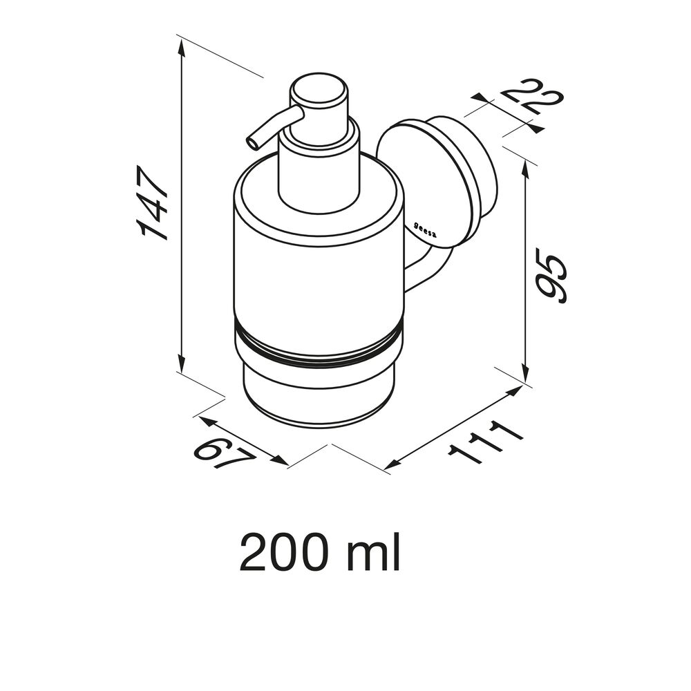 Geesa Opal zeepdispenser 200ml zwart metaal geborsteld