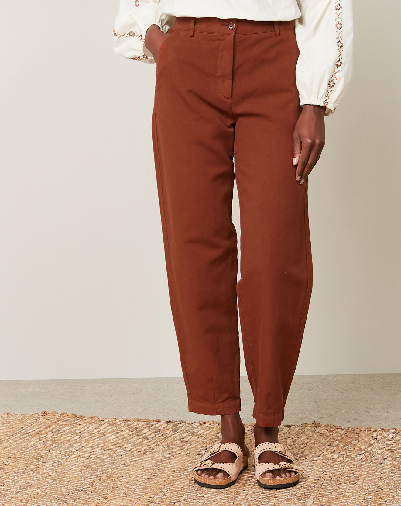Hartford Pantalon en Coton & Lin Progress pecan