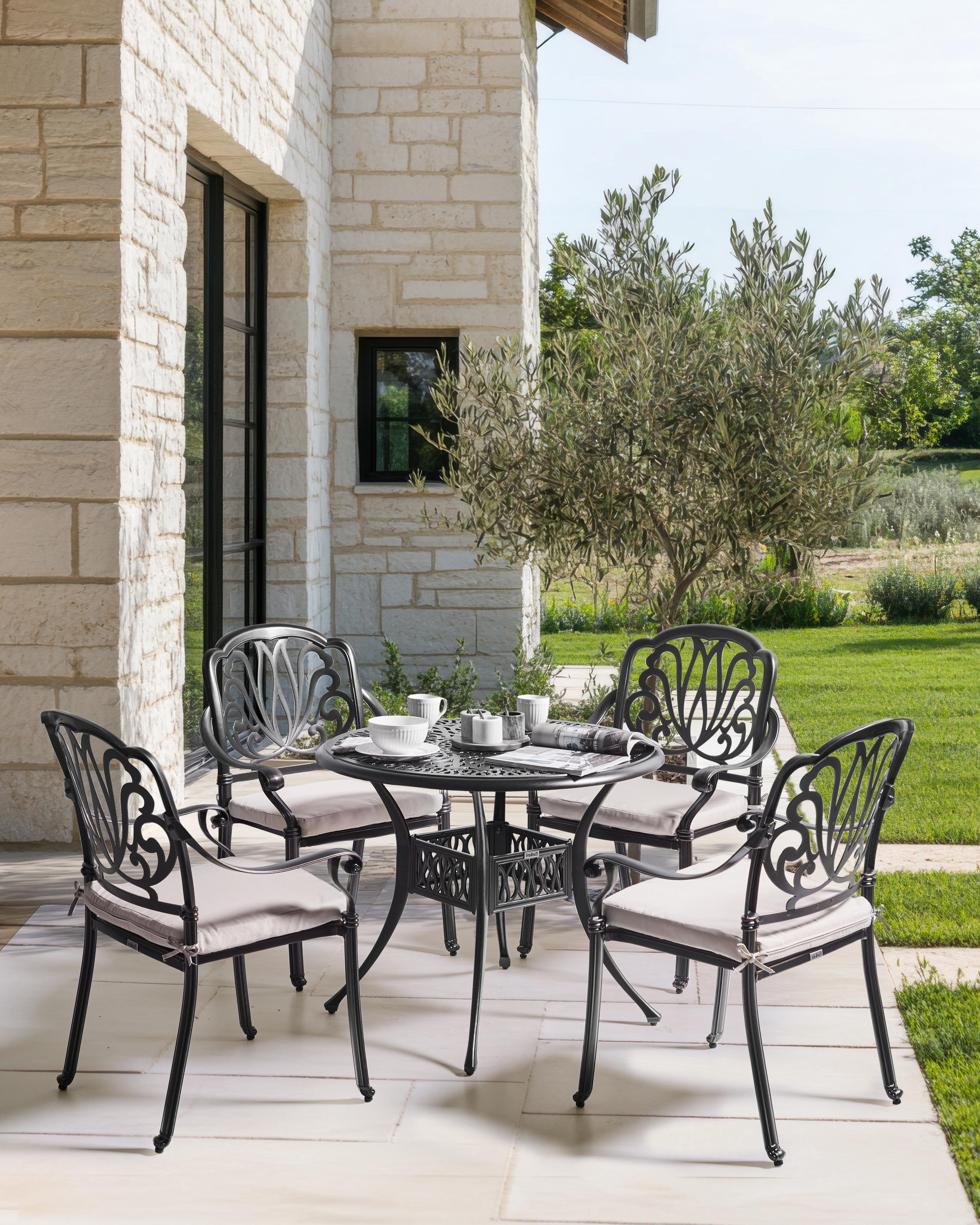 Set van 4 stoelen met zitkussen ANCONA Metaal Zwart