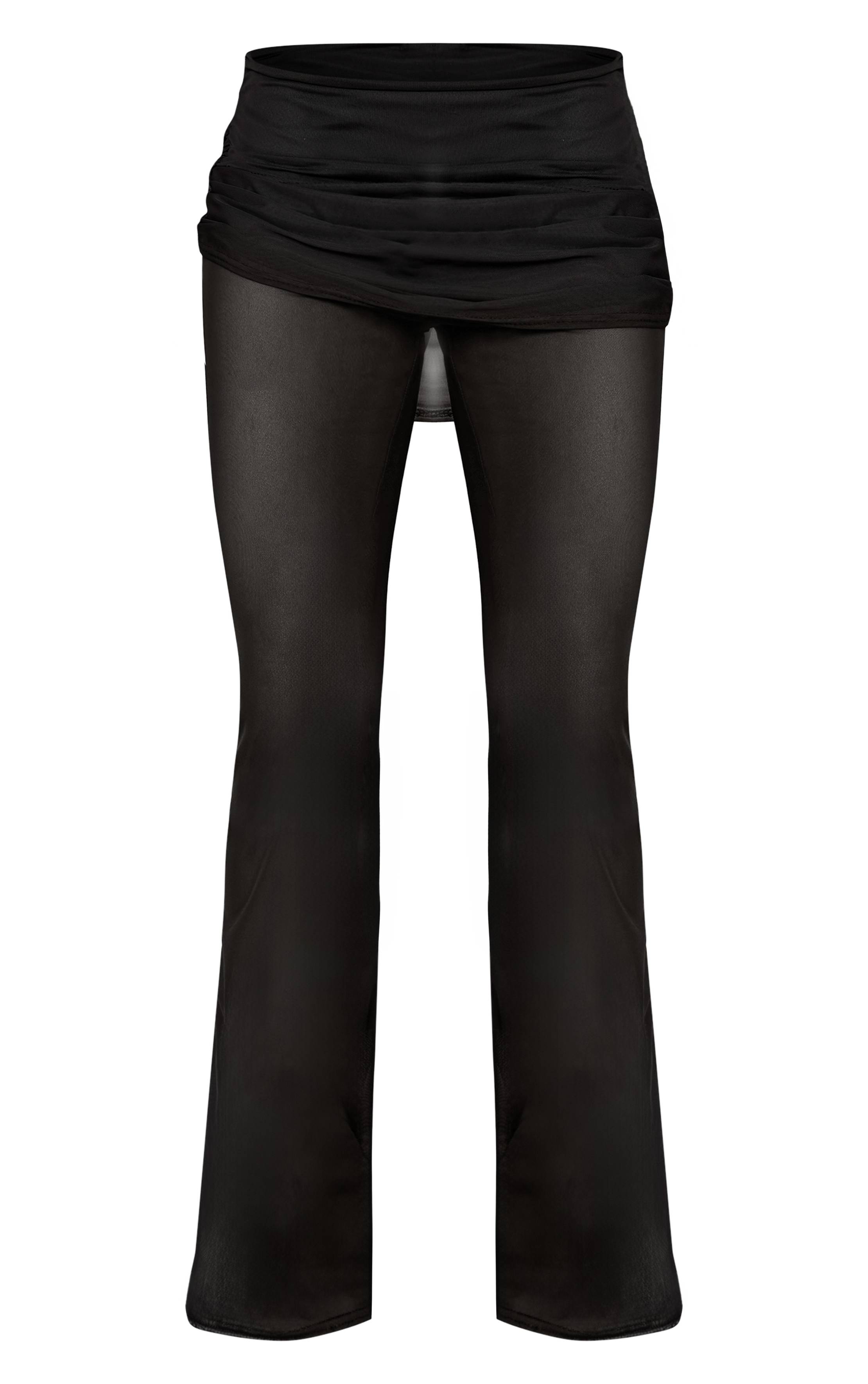 Noir Pantalon Évasé En Mesh Avec Détail Croisé