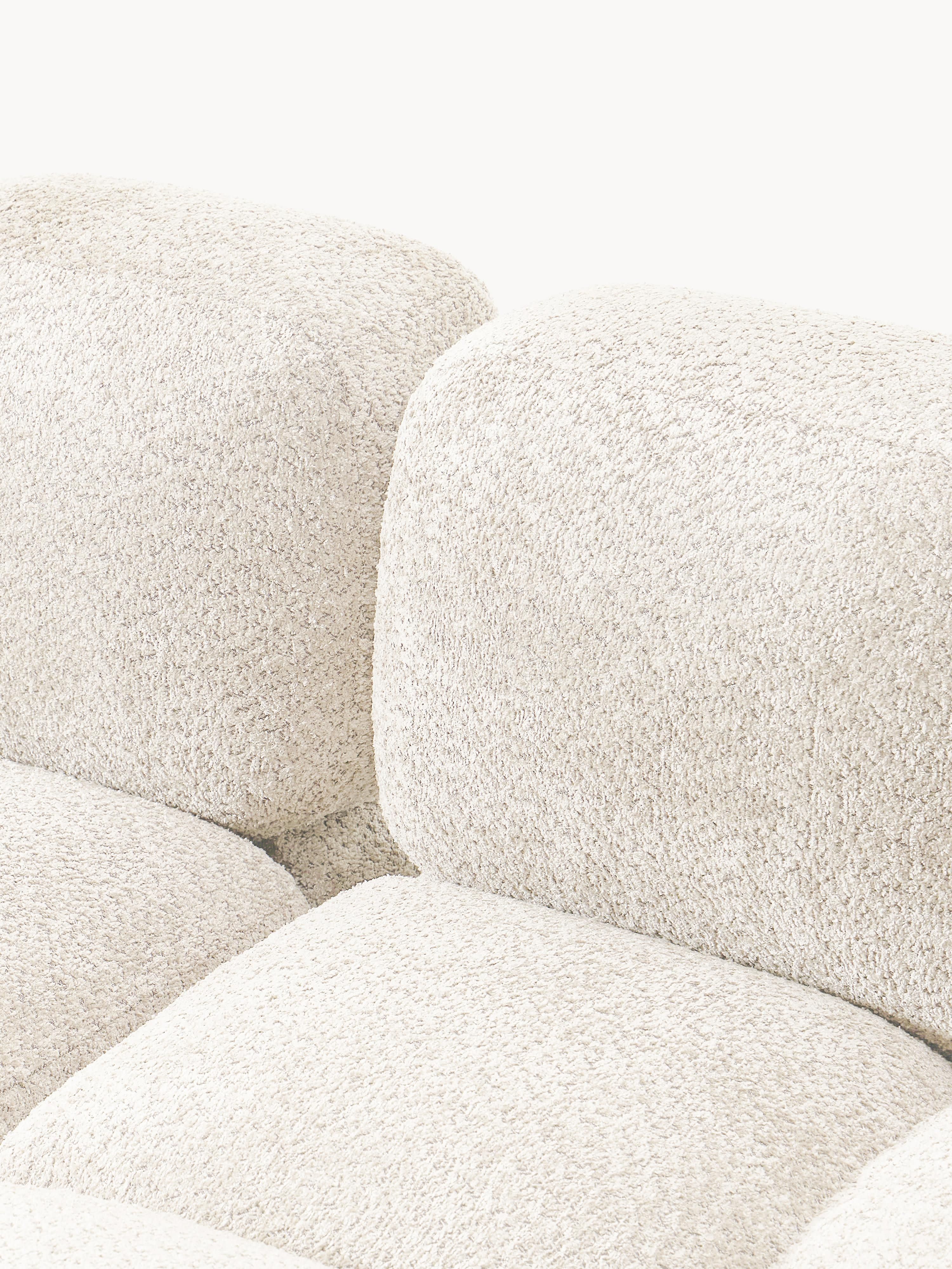 Modulaire bank Tayla (3-zits) van teddy bouclé met poef (links/rechts)