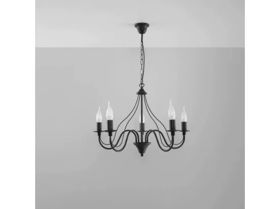 Sollux MINERWA Lustre à 5 bras multiples noir, E14