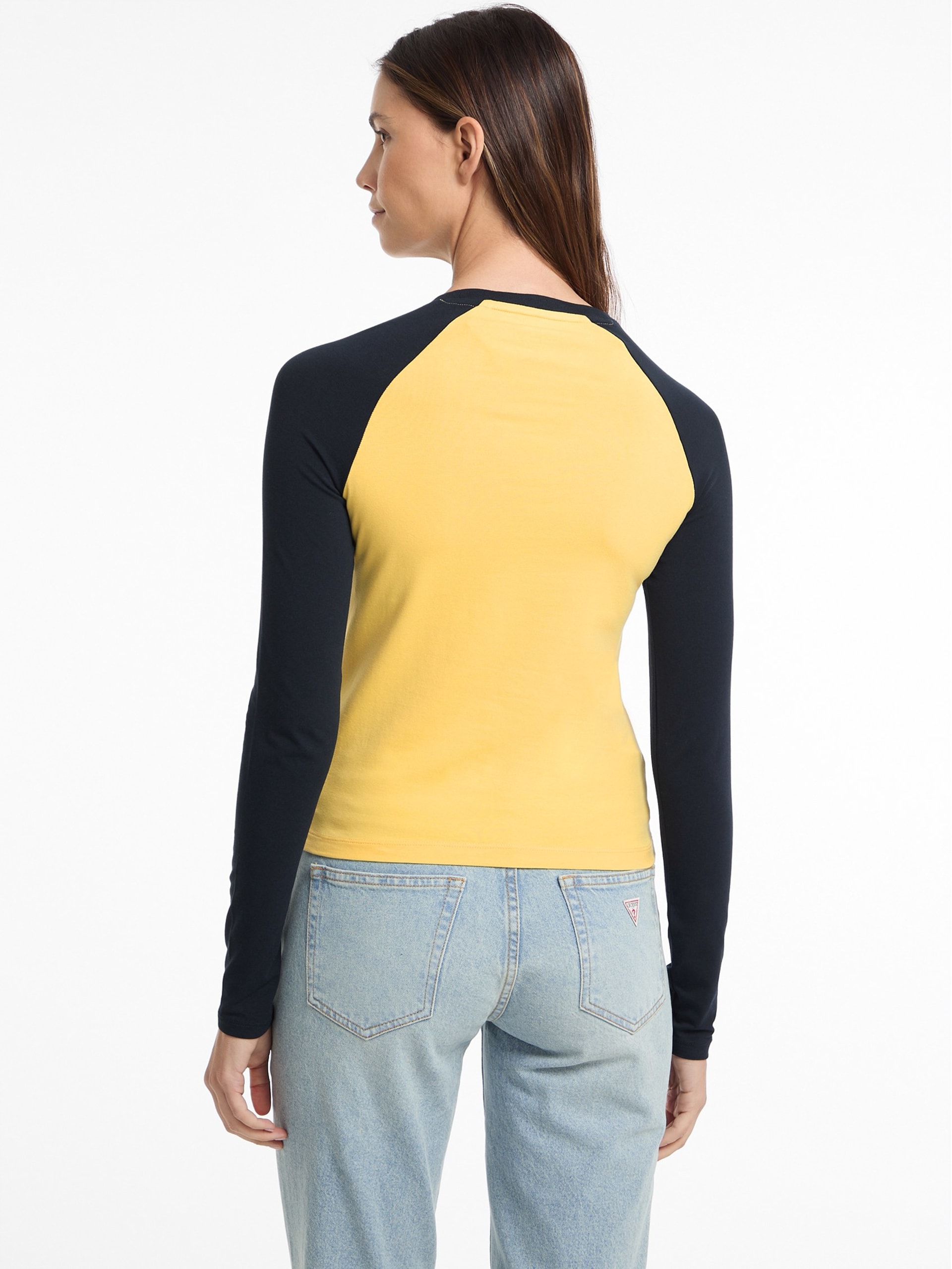 Camiseta raglan de gola redonda