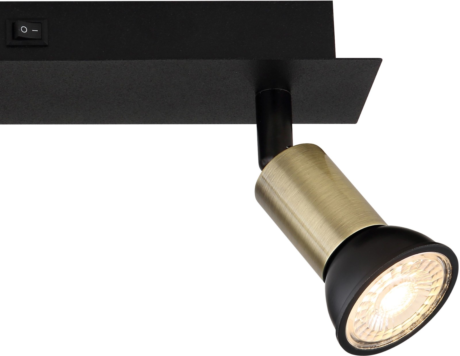 Deckenstrahler - schwarz matt-gold - Metall - Wippschalter