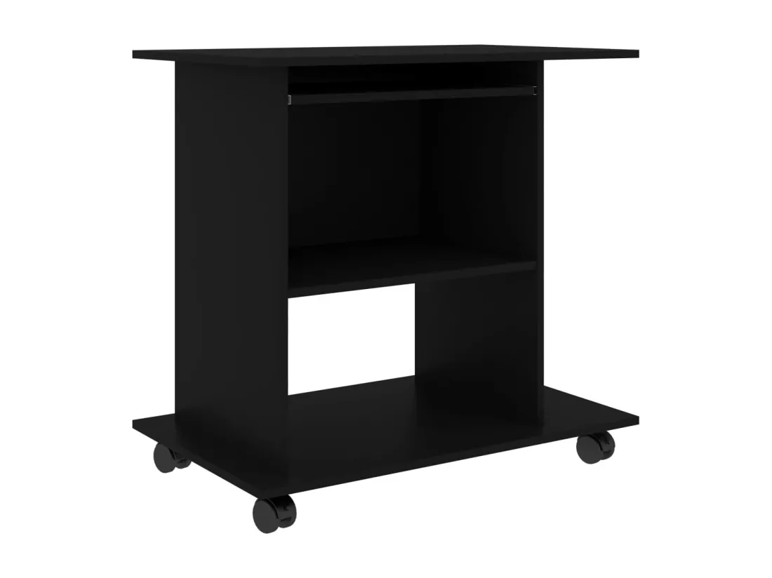 Bureau d'ordinateur Noir 80x50x75 cm Aggloméré