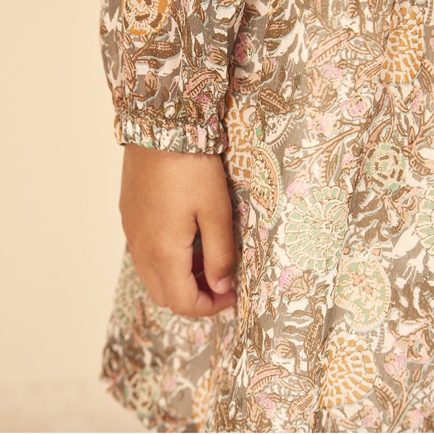 Robe en polyester imprimé fantaisie pour fille - Vert