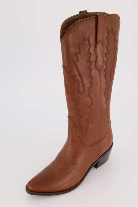 Leder-Cowboystiefel, 3 XL-Schaft, Stickerei, Weite H