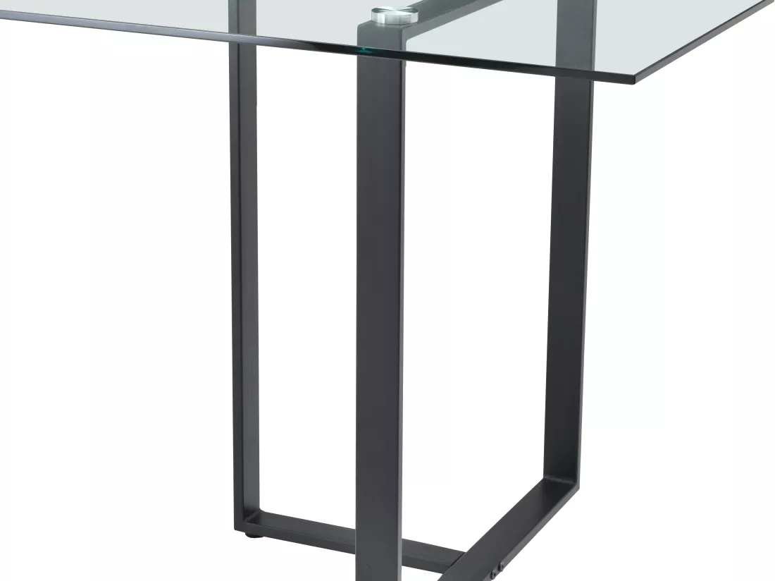 Table à manger 6 personnes en verre trempé et métal - Transparent et noir - NILESA IIde Pascal Morabito