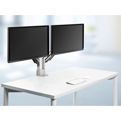 Novus Clu Duo - Support pour écran avec fixation de table - argent / anthracite