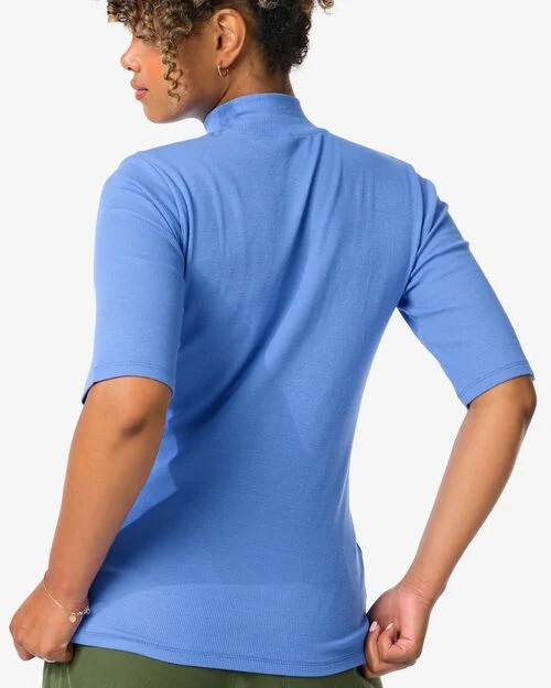 t-shirt côtelé femmes bleu