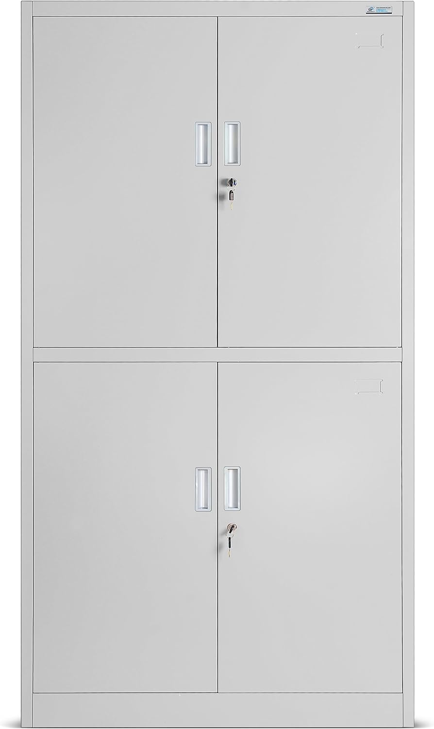 Jan Nowak Büroschrank C004 Aktenschrank mit 2 Abteilen abschließbar Mehrzweckschrank Aufbewahrungsschrank Stahlblech Flügeltüren Pulverbeschichtung 185 cm x 90 cm x 40 cm (Grau) KA0208120