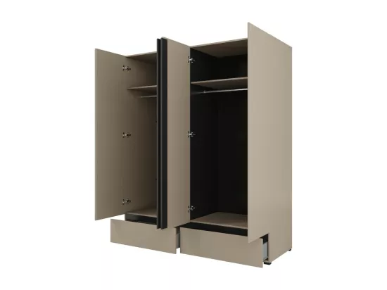 Armoire HAVANA 180 cm – Beige et noir – 4 portes et 2 tiroirs – Élégance moderne et rangement XXL